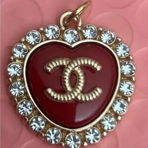 Chanel Red Heart Pendant with Gold Accents Stamped Authentic Showstopper